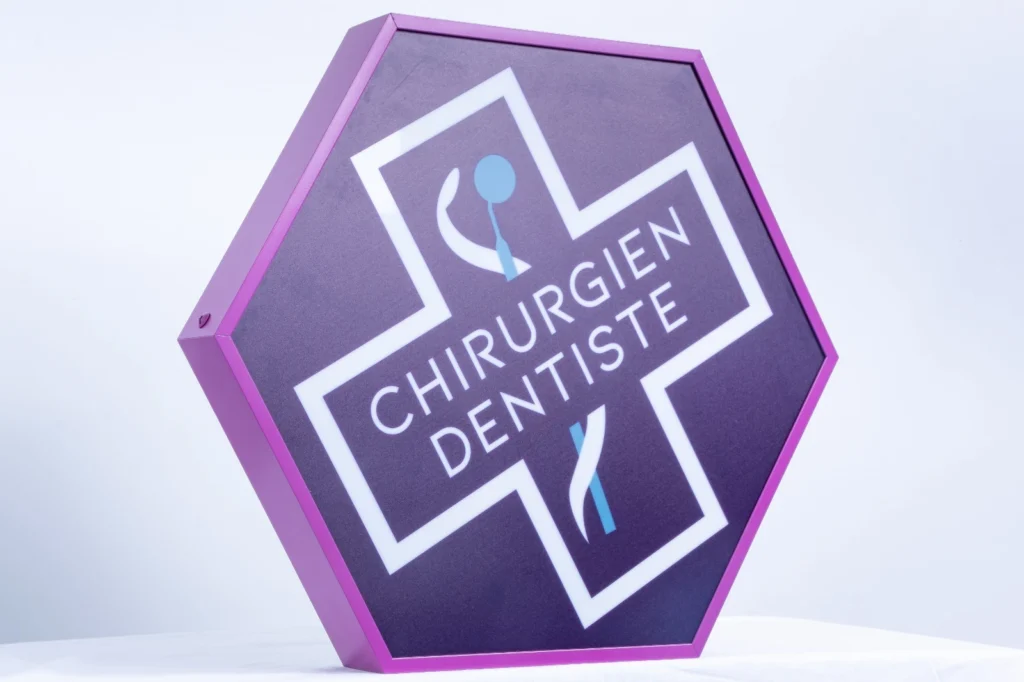 enseigne dentiste double face lumineuse